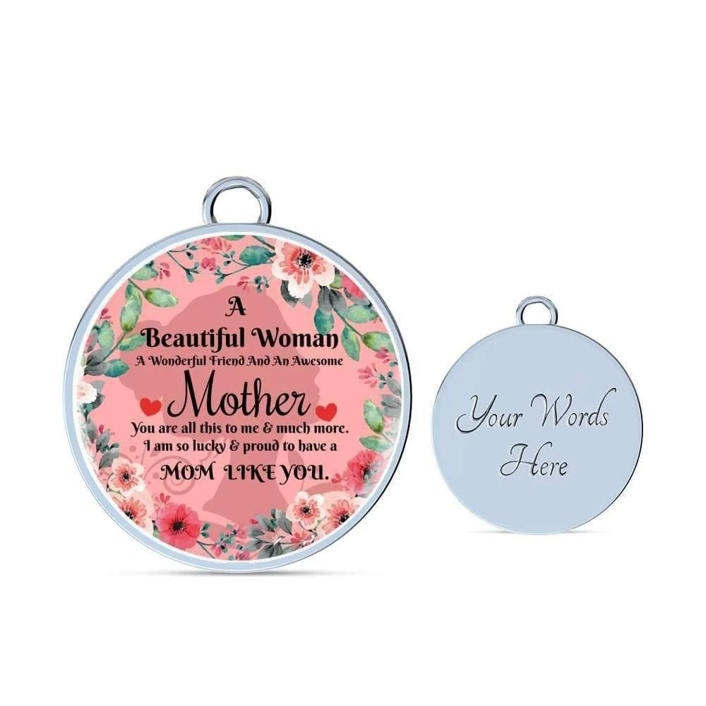 An Awesome Mother Personalized Engraved Silver Circle Bangle Bracelet Custom